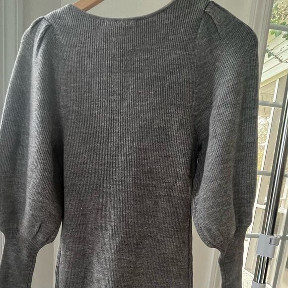 French Connection Long Sleeve Sweater Mini Dress in Gray Size Medium NWT - Picture 7 of 8